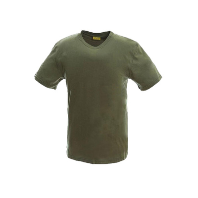 軍隊の緑の戦術的な摩耗の100%の綿のTシャツの軍の綿織物の円形の首のワイシャツは人のワイシャツを編んだ