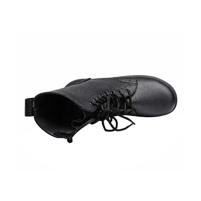 割れた浮彫りにされた革戦闘の戦術的なブーツの役人の警察の義務の靴