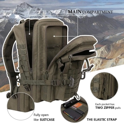 山岳登山 徒歩 戦術バッグ ジム スポーツ インテリア ザイパー ポケット 600D ポリエステル 旅行 収納 戦術 バックパック