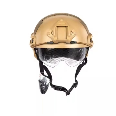 タクティカルトレーニングのためのガラス付き耐久性のある黒色戦術保護ヘルメット
