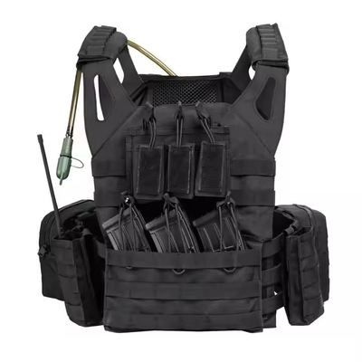 黒い革の肩袋 プレートキャリア 訓練用水袋付き戦術背心