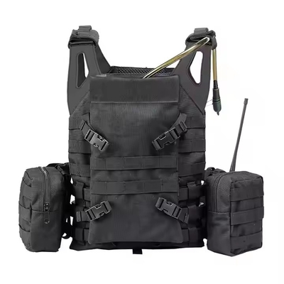 黒い革の肩袋 プレートキャリア 訓練用水袋付き戦術背心